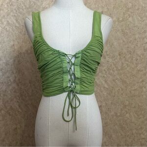 Urban Outfitters Lime Lace-Up Crop Top